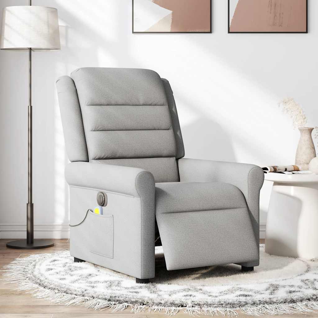 vidaXL Sillón reclinable de masaje eléctrico tela gris nube