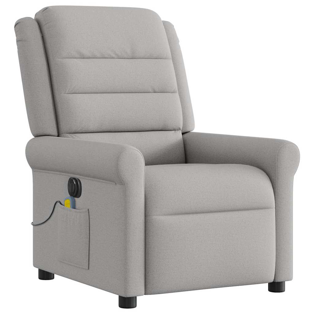 vidaXL Sillón reclinable de masaje eléctrico tela gris nube