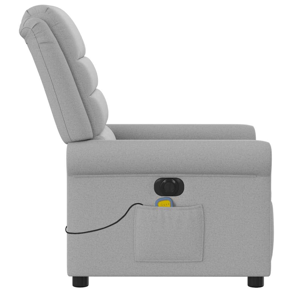 vidaXL Sillón reclinable de masaje eléctrico tela gris nube