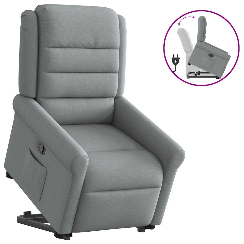 vidaXL Sillón reclinable elevable de tela gris claro