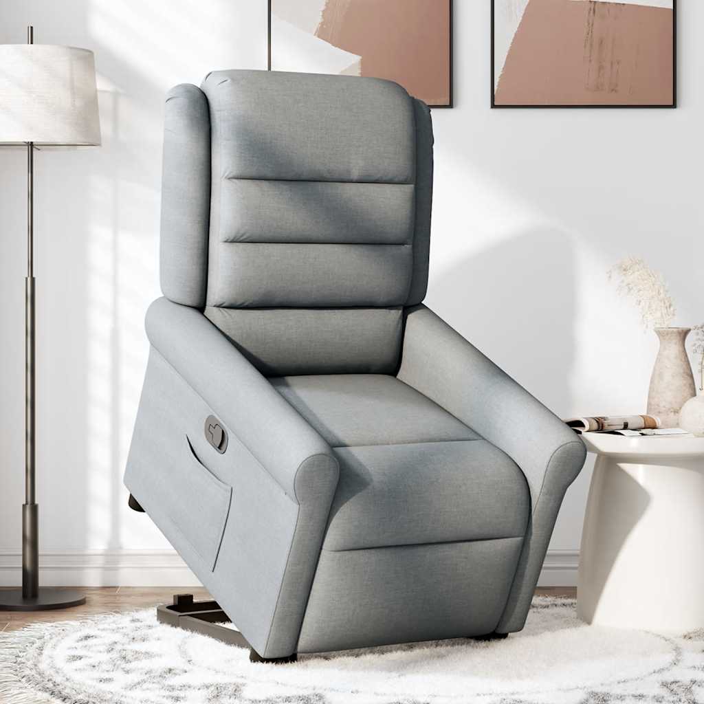 vidaXL Sillón reclinable elevable de tela gris claro