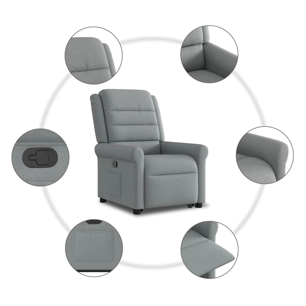 vidaXL Sillón reclinable elevable de tela gris claro