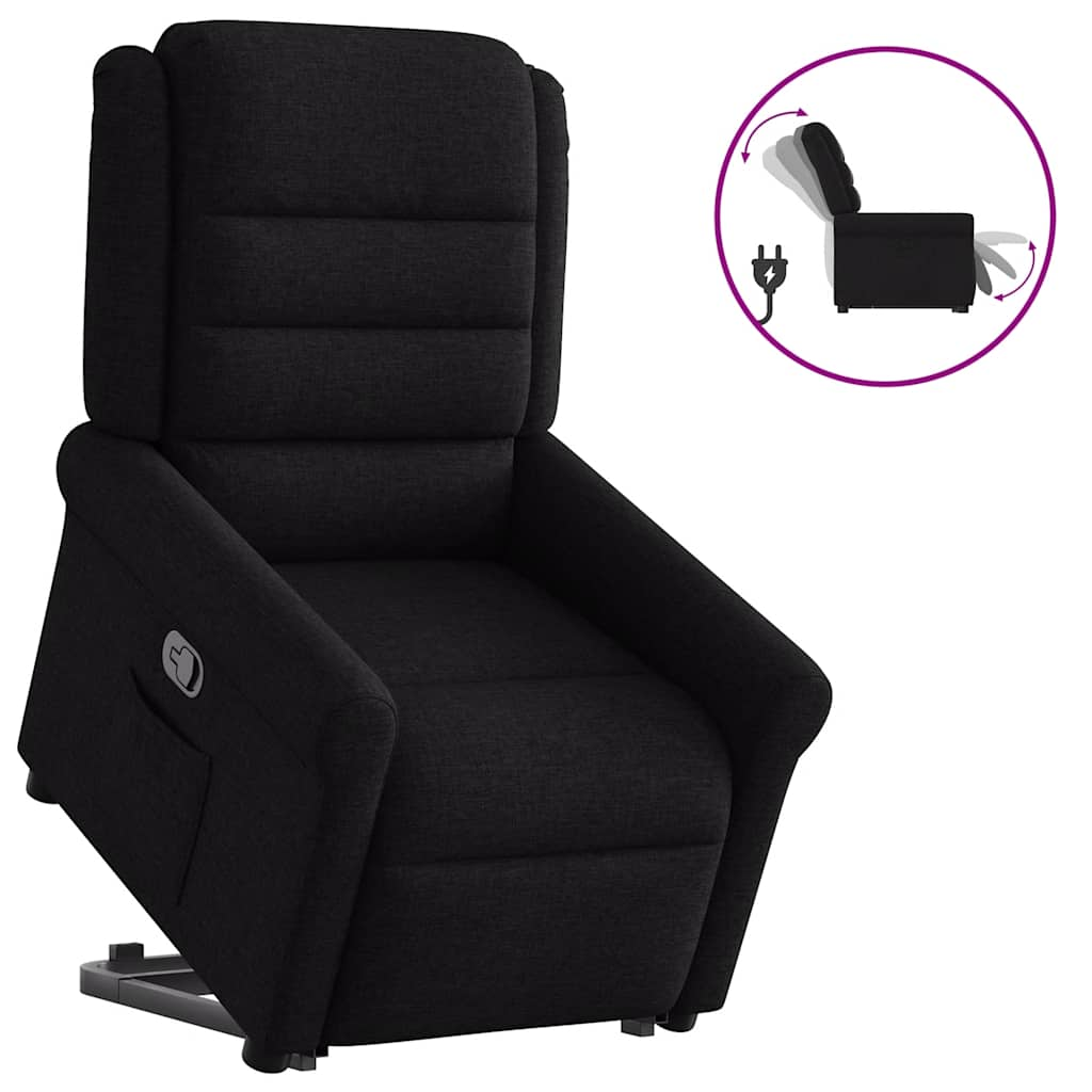 vidaXL Sillón reclinable elevable tela negro