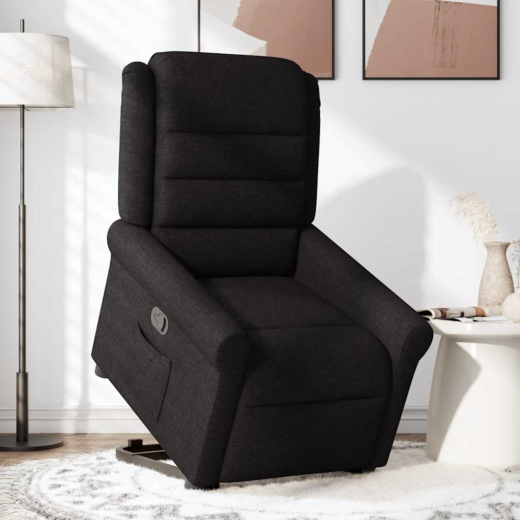 vidaXL Sillón reclinable elevable tela negro