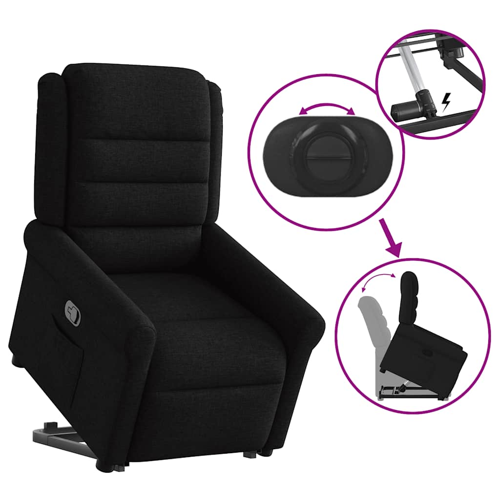 vidaXL Sillón reclinable elevable tela negro