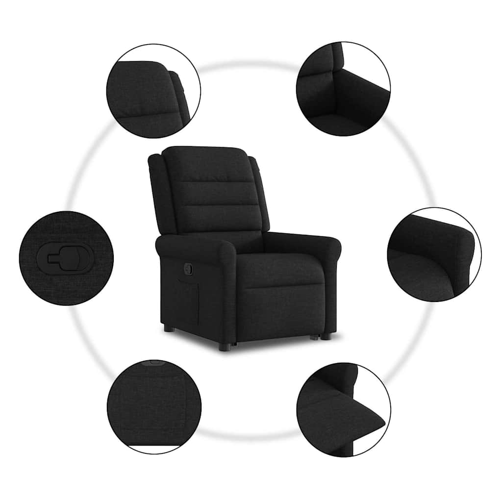 vidaXL Sillón reclinable elevable tela negro