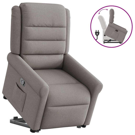 vidaXL Sillón reclinable elevable tela gris taupe