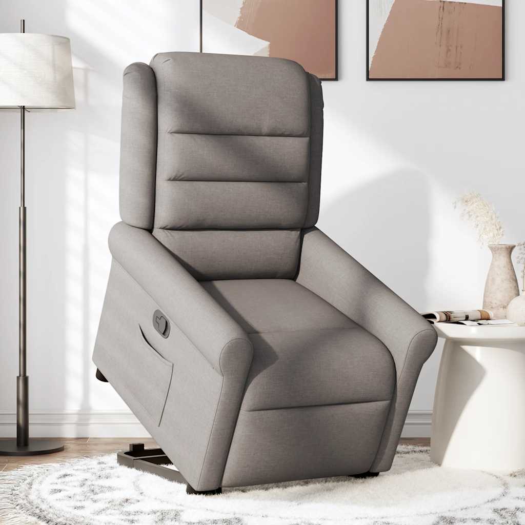 vidaXL Sillón reclinable elevable tela gris taupe