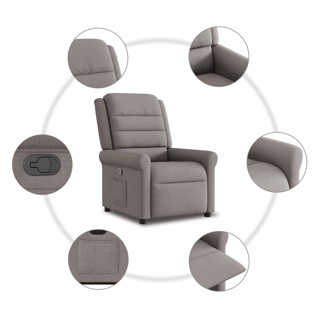 vidaXL Sillón reclinable elevable tela gris taupe