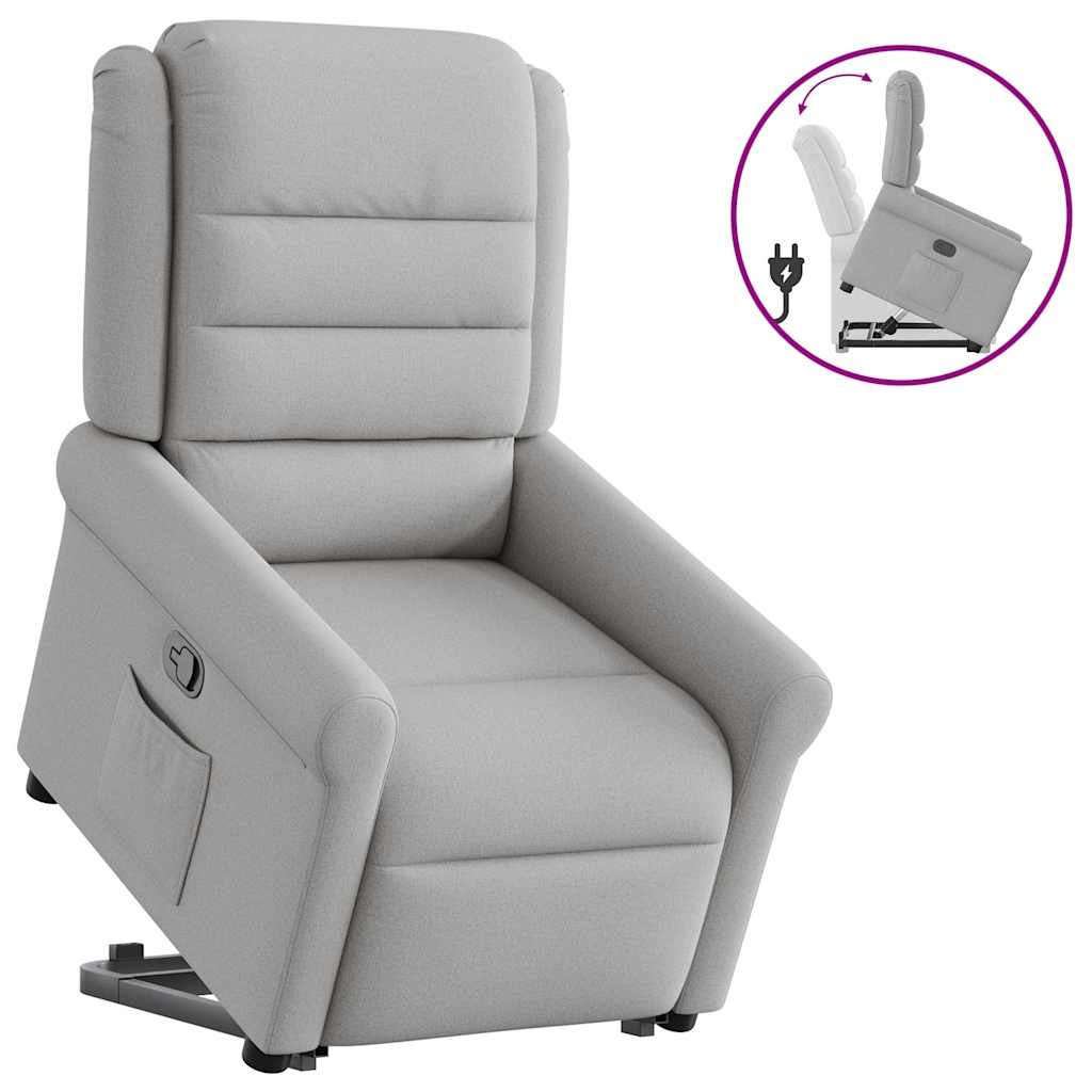 vidaXL Sillón reclinable elevable de tela gris nube