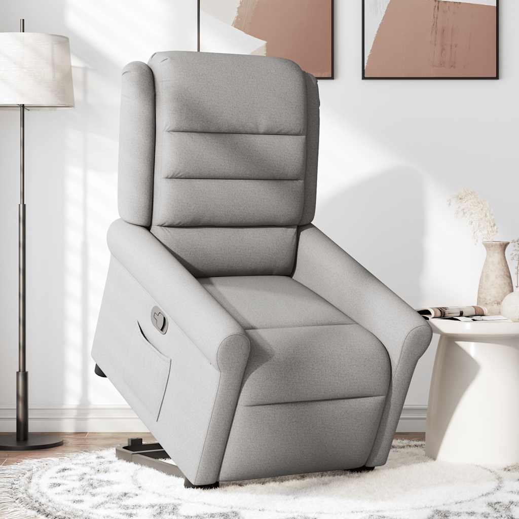 vidaXL Sillón reclinable elevable de tela gris nube