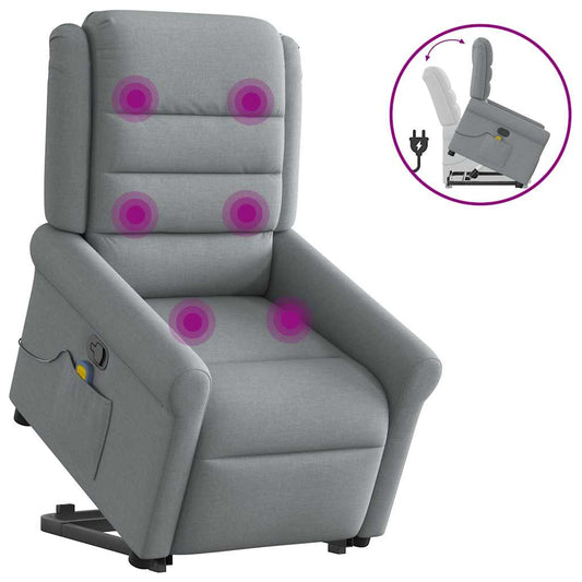 vidaXL Sillón de masaje reclinable de pie de tela gris claro