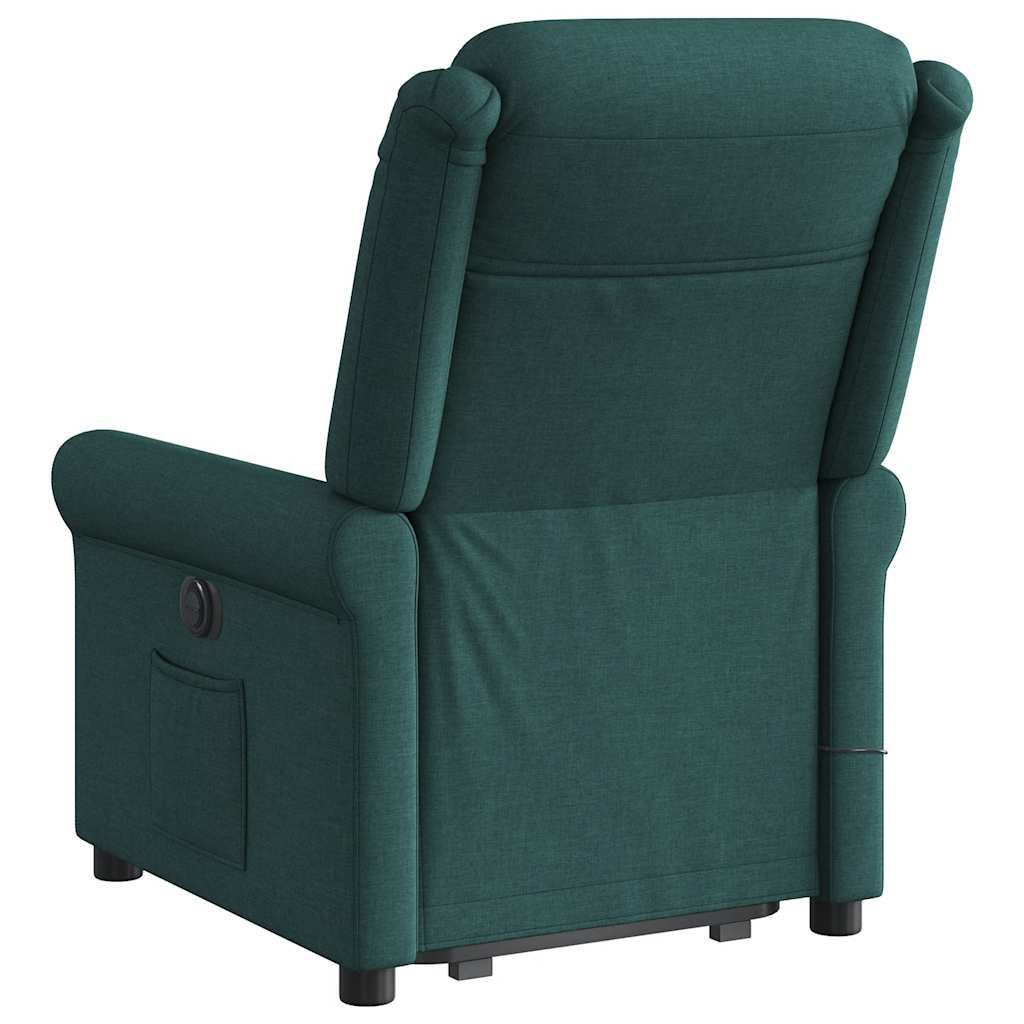 vidaXL Silla de masaje reclinable de pie de tela verde oscura