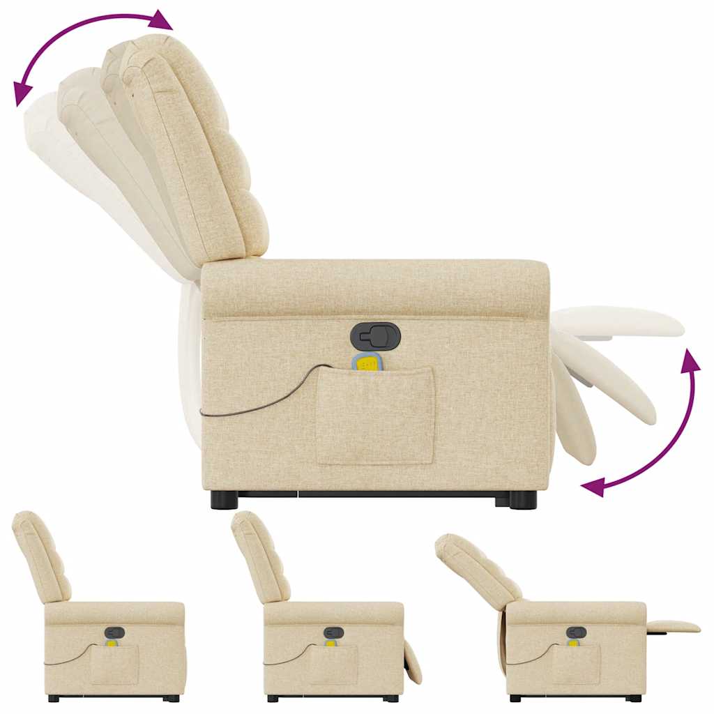 vidaXL Silla de masaje reclinable de pie de tela color crema