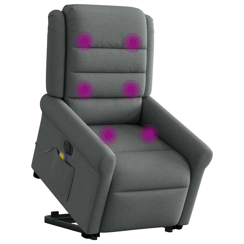 vidaXL Sillón de masaje eléctrico reclinable elevable tela gris oscuro