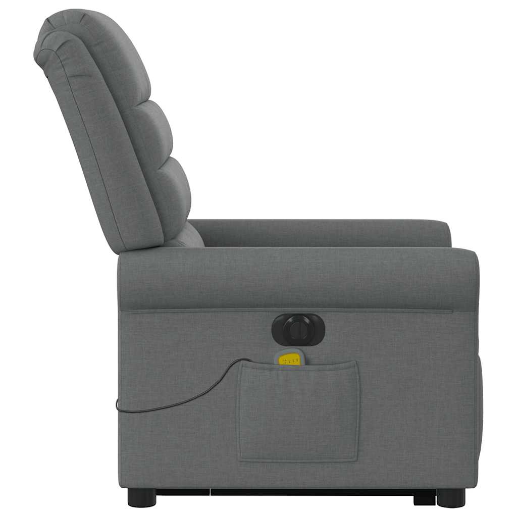 vidaXL Sillón de masaje eléctrico reclinable elevable tela gris oscuro