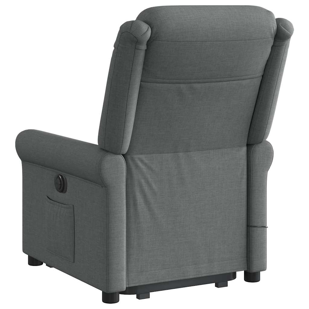 vidaXL Sillón de masaje eléctrico reclinable elevable tela gris oscuro