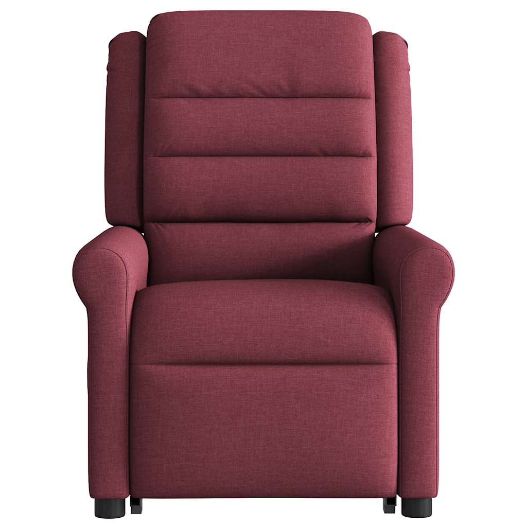 vidaXL Sillón de masaje eléctrico reclinable elevable tela rojo tinto