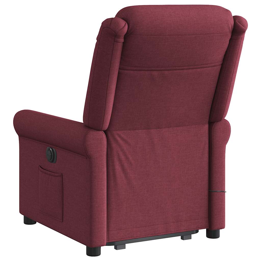 vidaXL Sillón de masaje eléctrico reclinable elevable tela rojo tinto