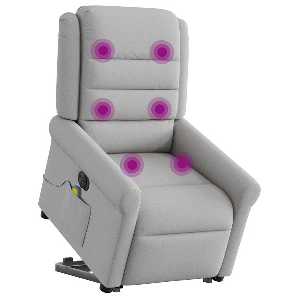 vidaXL Sillón de masaje eléctrico reclinable elevable tela gris nube