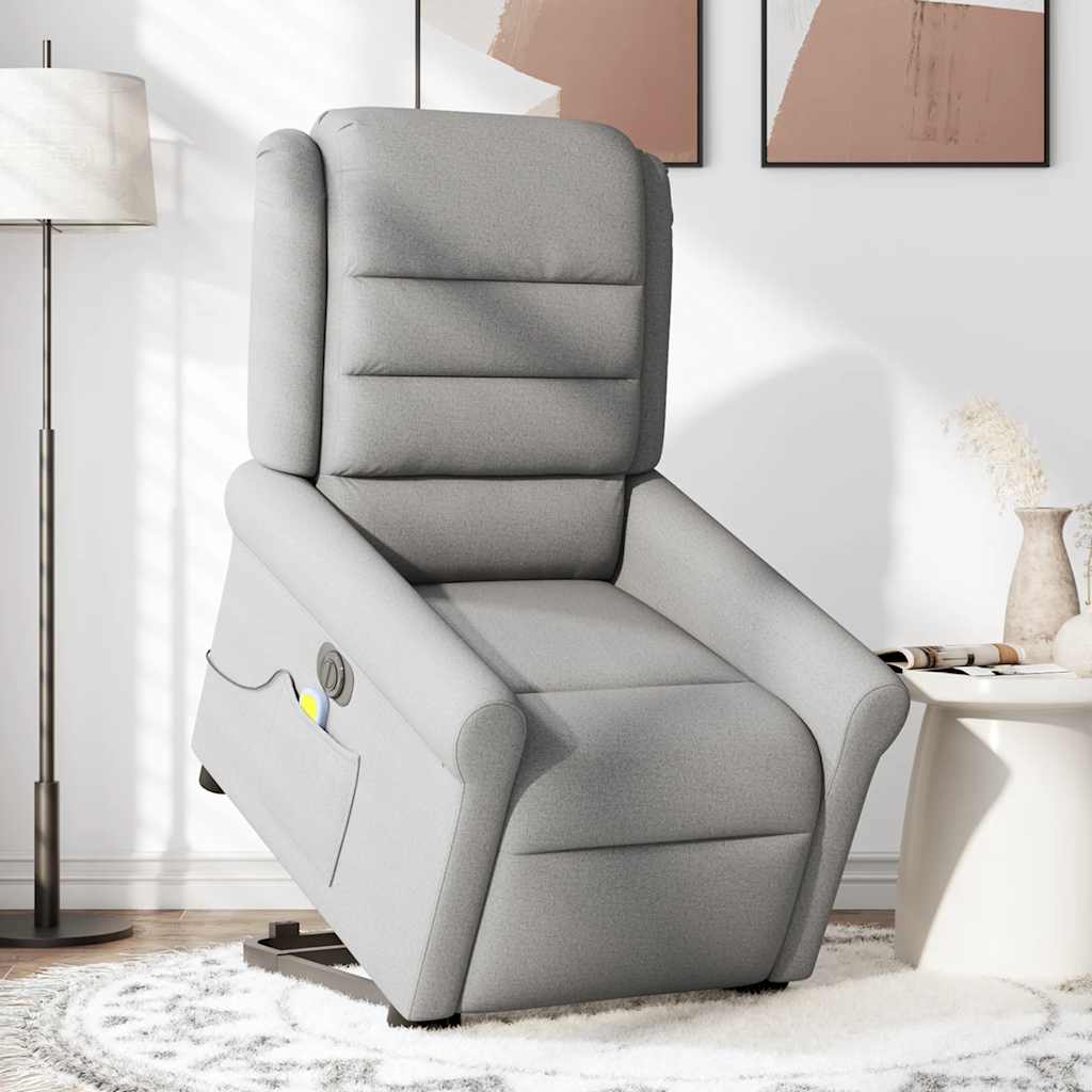 vidaXL Sillón de masaje eléctrico reclinable elevable tela gris nube