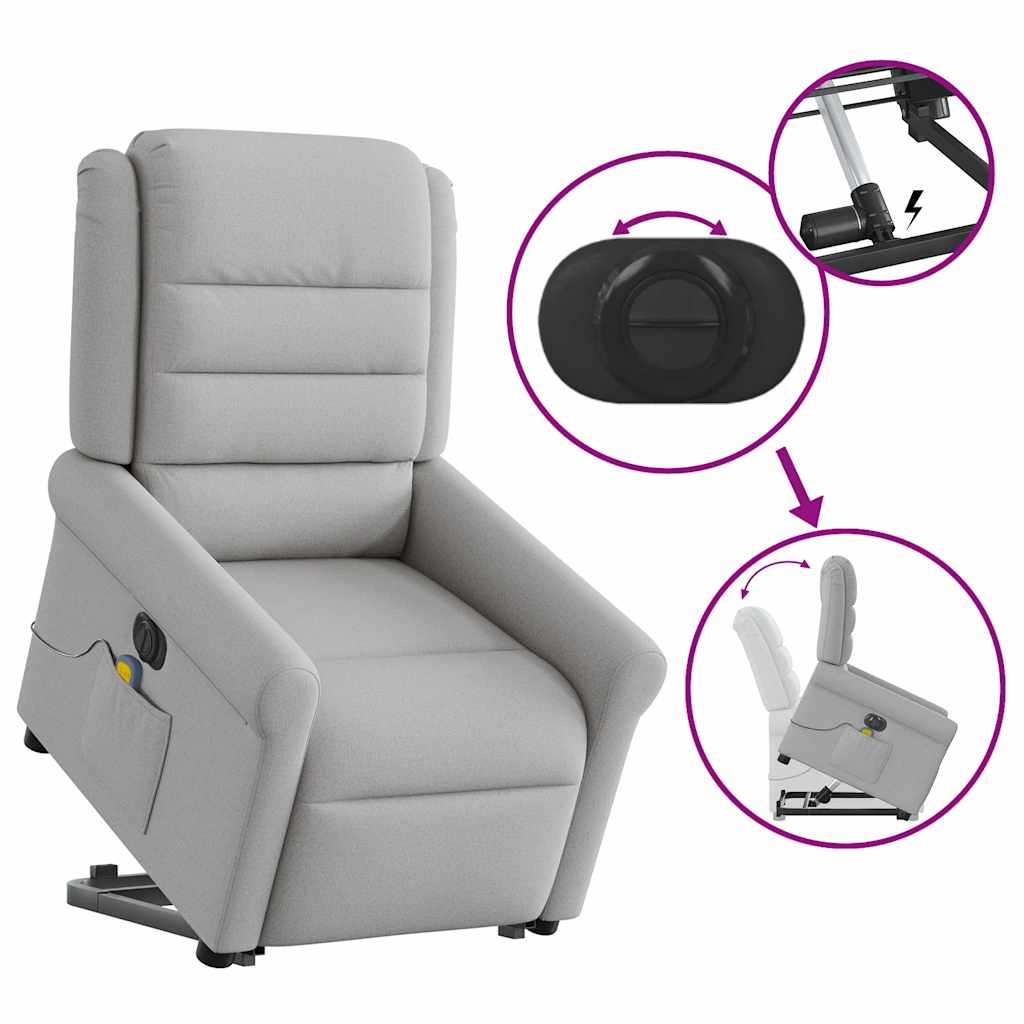 vidaXL Sillón de masaje eléctrico reclinable elevable tela gris nube