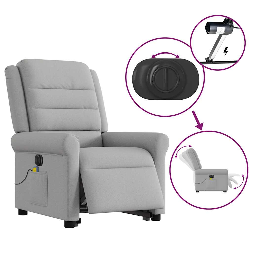 vidaXL Sillón de masaje eléctrico reclinable elevable tela gris nube