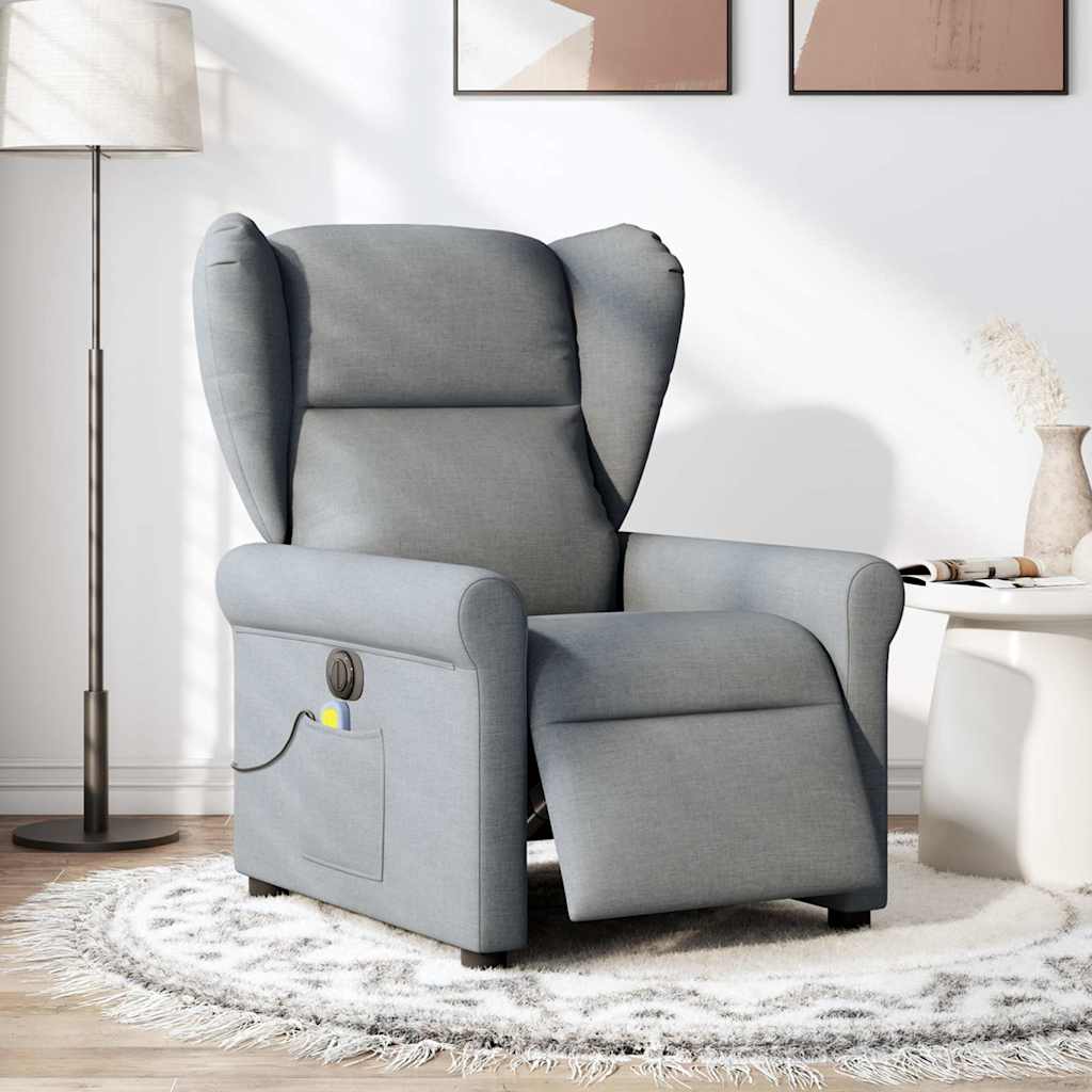 vidaXL Sillón reclinable de masaje eléctrico tela gris claro