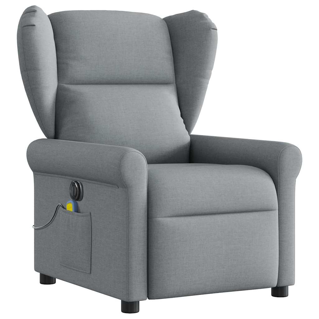 vidaXL Sillón reclinable de masaje eléctrico tela gris claro