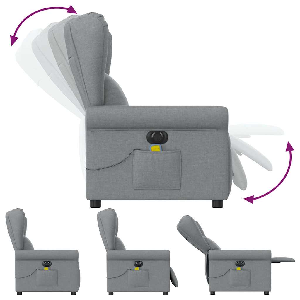 vidaXL Sillón reclinable de masaje eléctrico tela gris claro