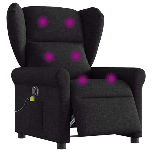 vidaXL Sillón reclinable de masaje eléctrico tela negro