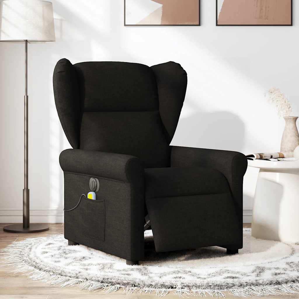 vidaXL Sillón reclinable de masaje eléctrico tela negro