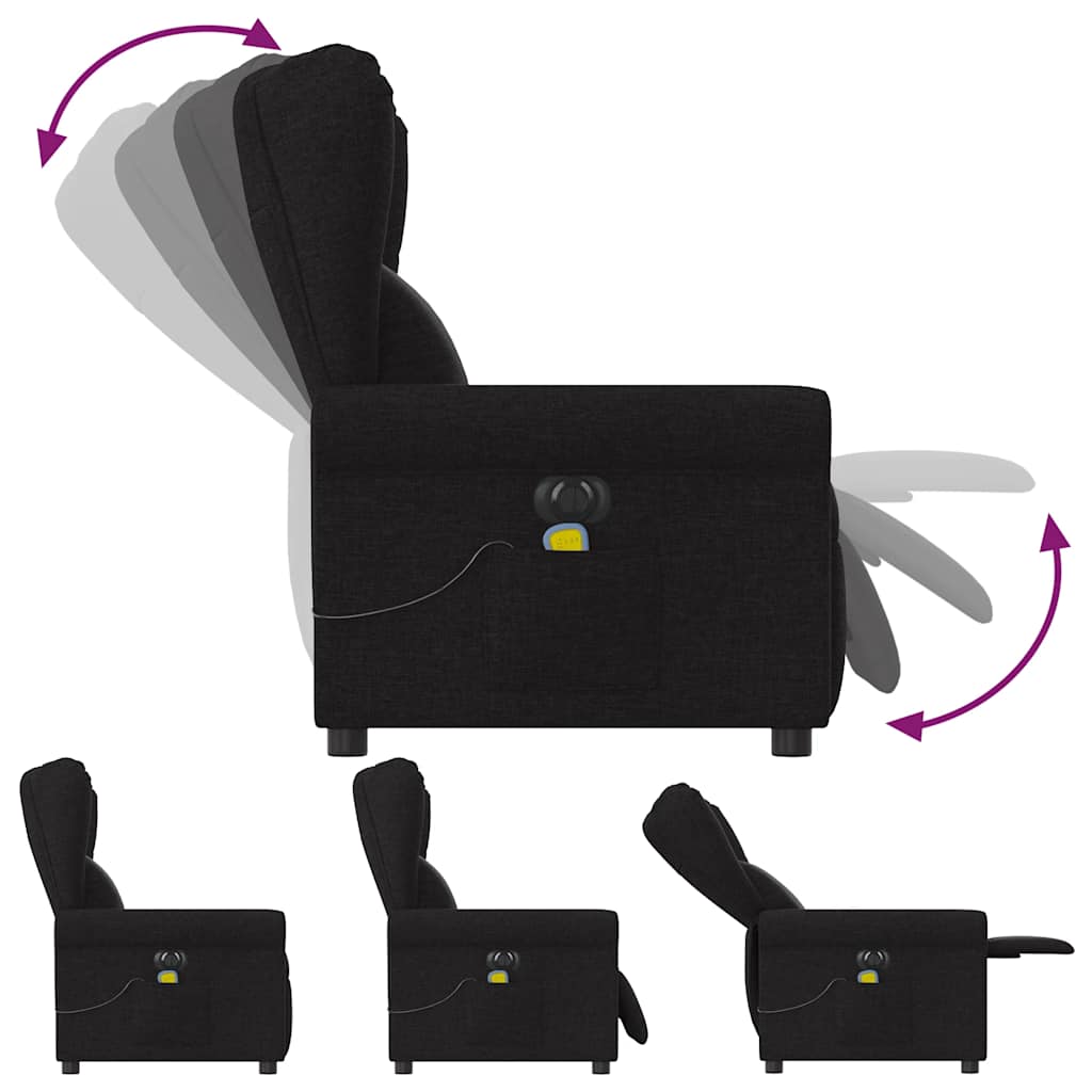 vidaXL Sillón reclinable de masaje eléctrico tela negro