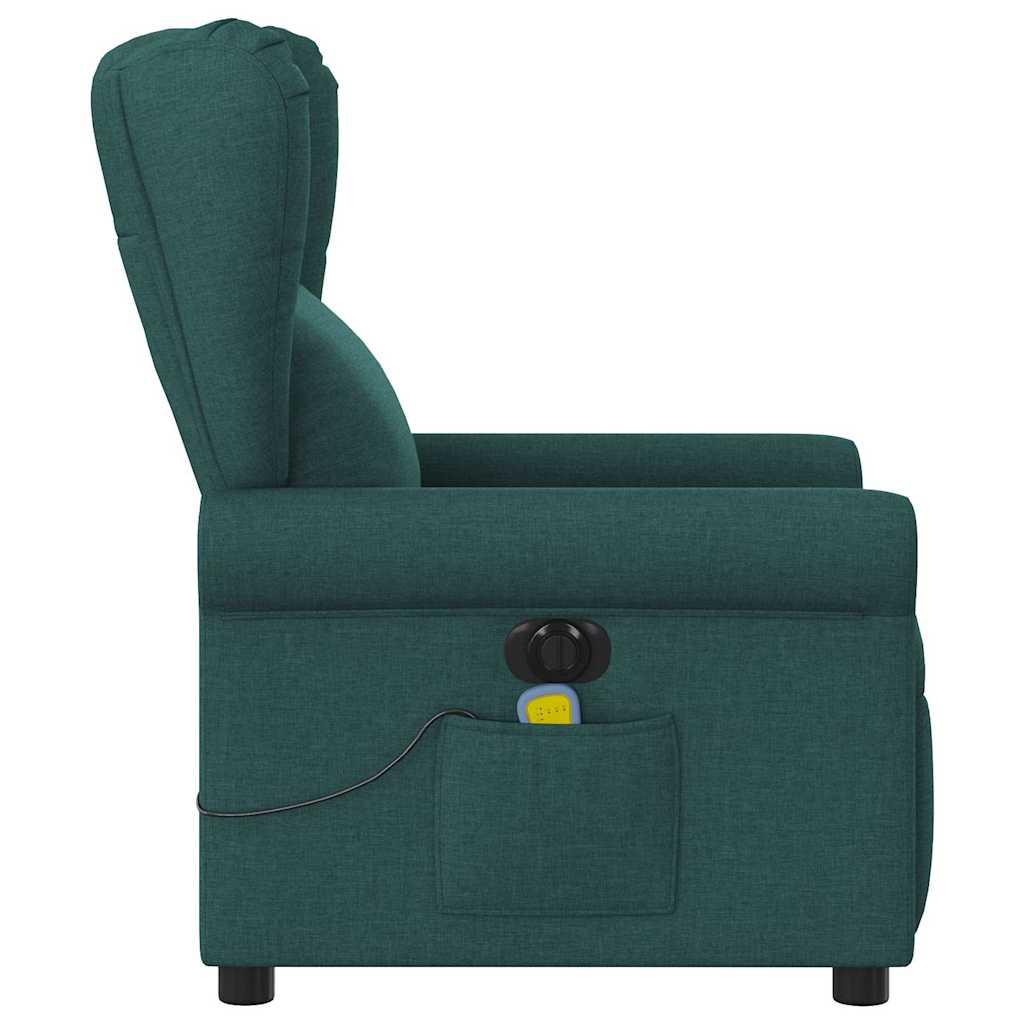 vidaXL Sillón reclinable de masaje eléctrico tela verde oscuro