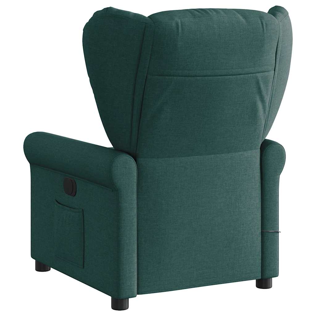 vidaXL Sillón reclinable de masaje eléctrico tela verde oscuro