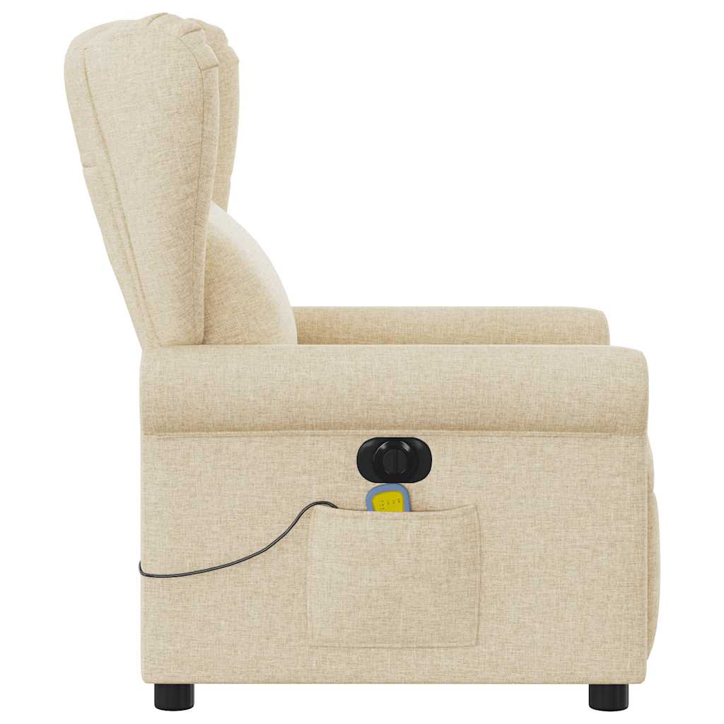 vidaXL Sillón reclinable de masaje eléctrico tela color crema