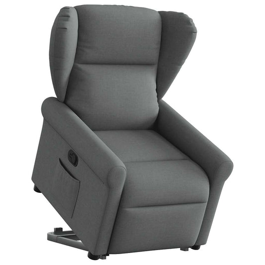 vidaXL Sillón reclinable elevable de tela gris oscuro