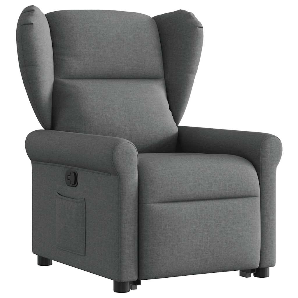 vidaXL Sillón reclinable elevable de tela gris oscuro