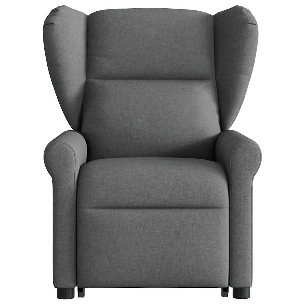 vidaXL Sillón reclinable elevable de tela gris oscuro