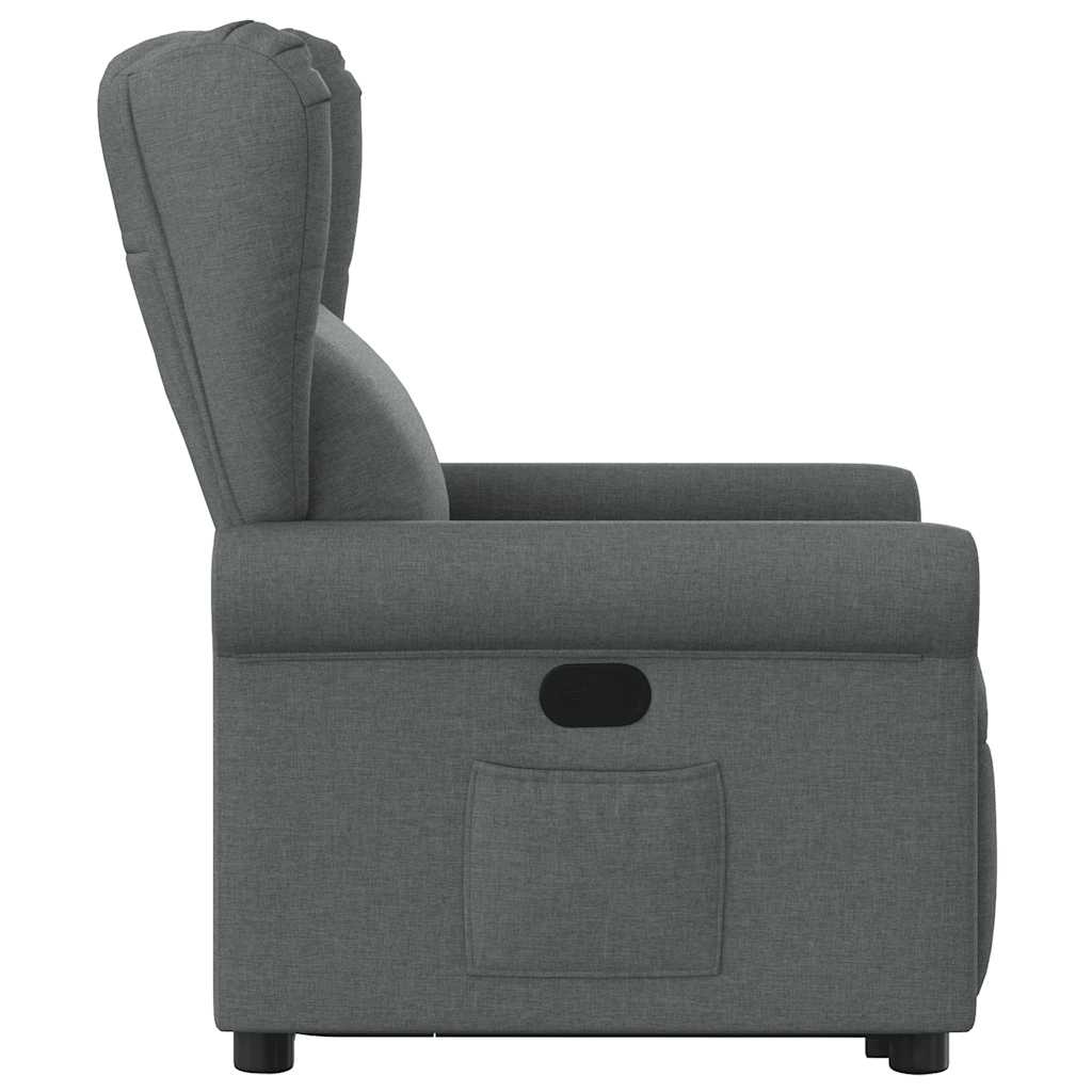 vidaXL Sillón reclinable elevable de tela gris oscuro