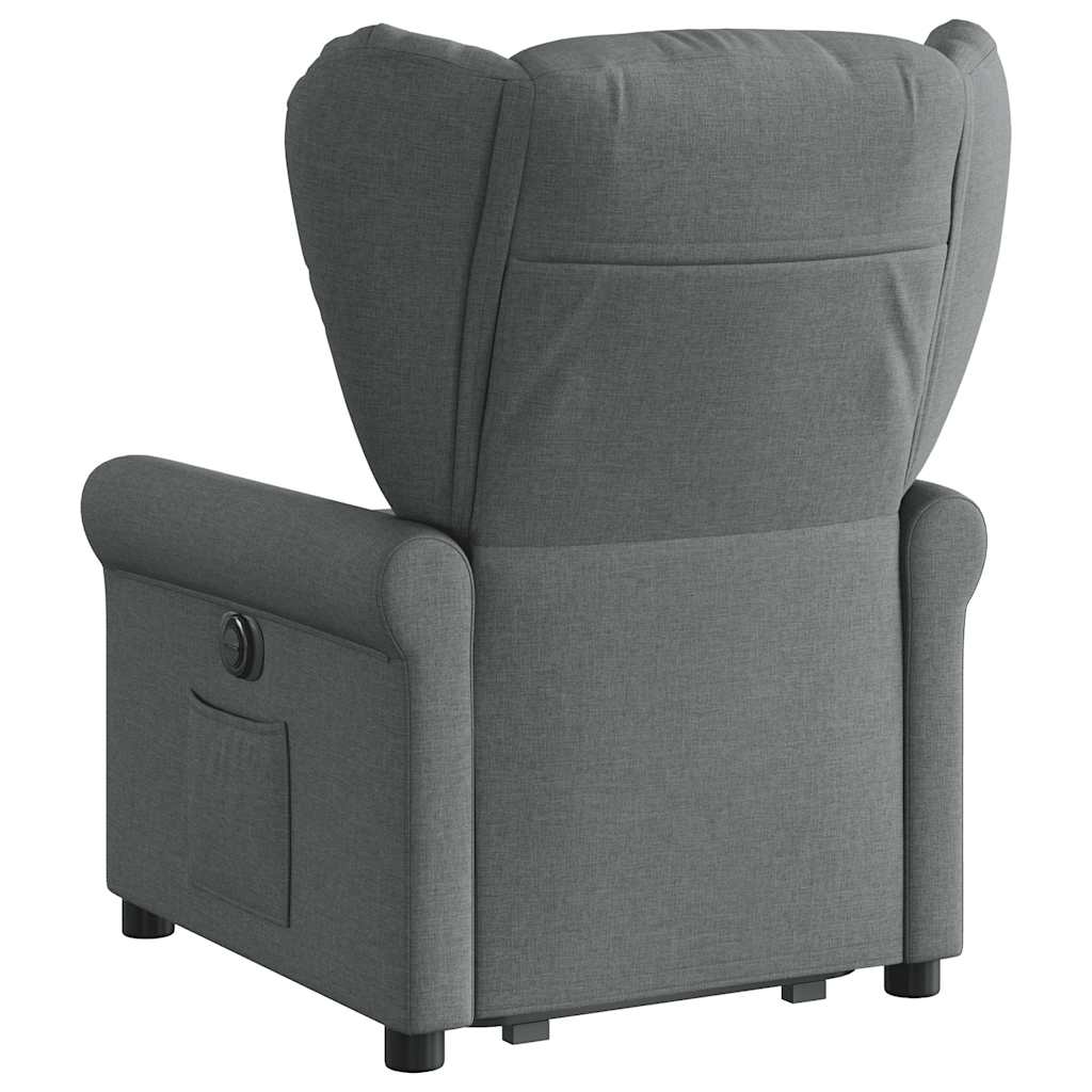 vidaXL Sillón reclinable elevable de tela gris oscuro