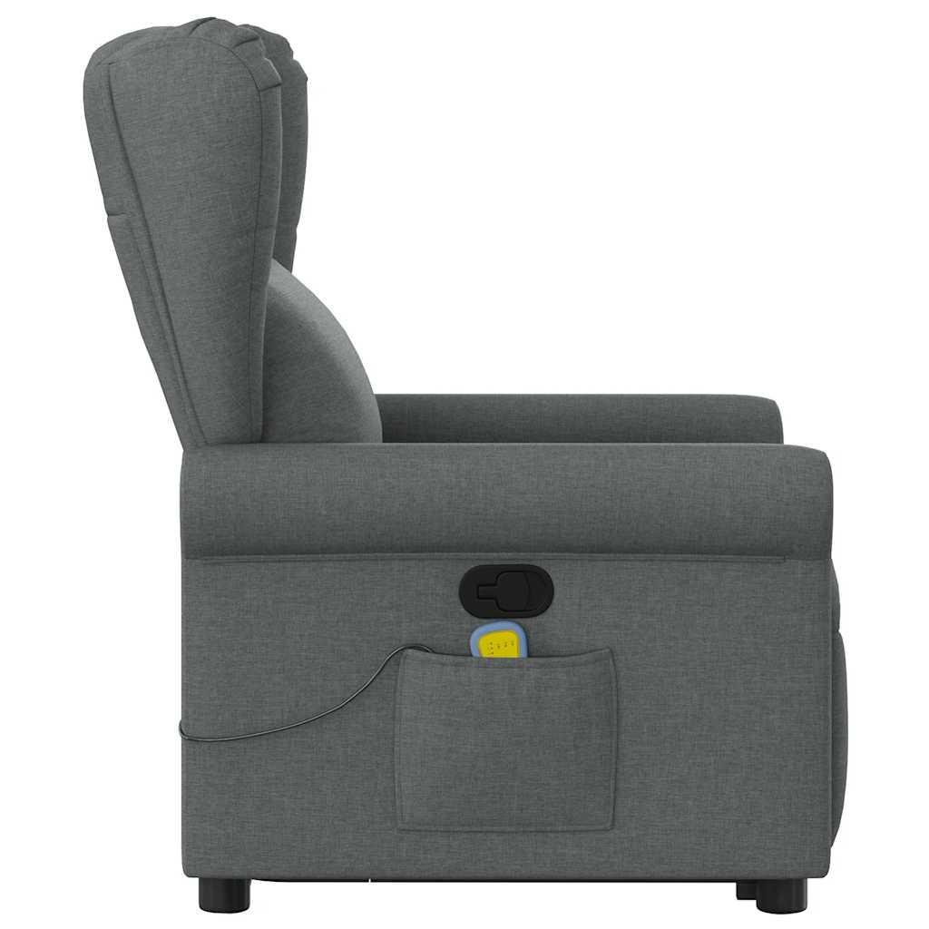 vidaXL Silla de masaje reclinable de pie de tela gris oscuro