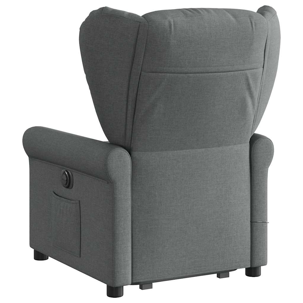 vidaXL Silla de masaje reclinable de pie de tela gris oscuro