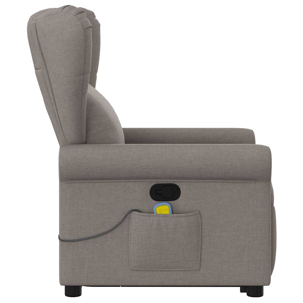 vidaXL Sillón reclinable de masaje elevable tela gris taupé