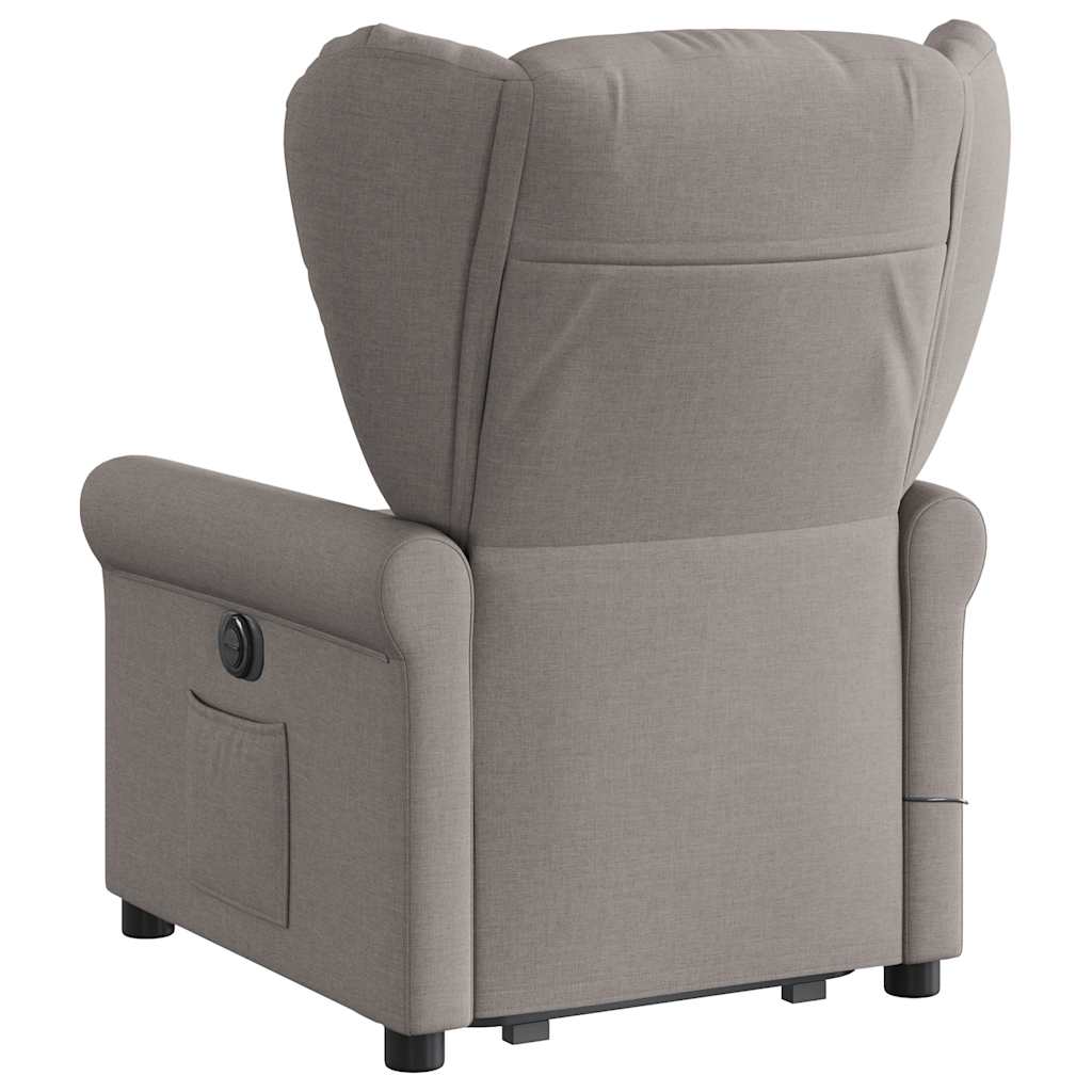 vidaXL Sillón reclinable de masaje elevable tela gris taupé