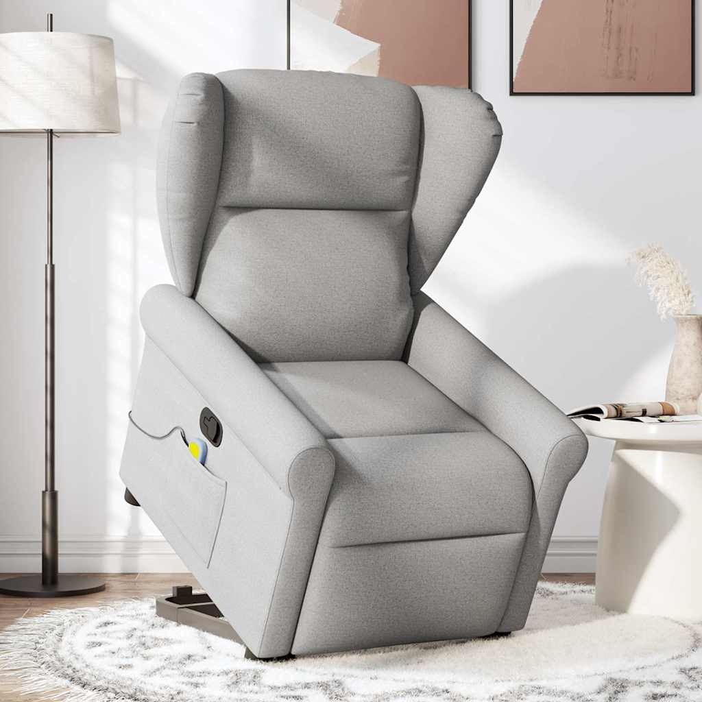 vidaXL Sillón de masaje reclinable de pie de tela gris nube