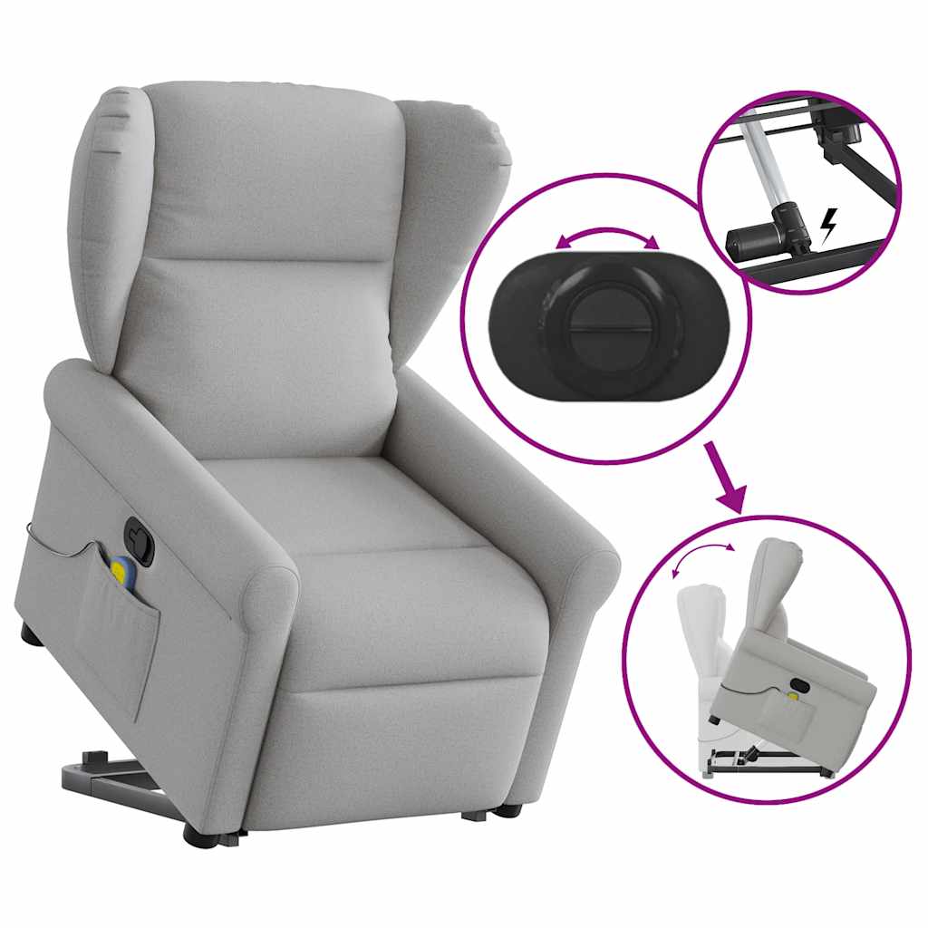 vidaXL Sillón de masaje reclinable de pie de tela gris nube