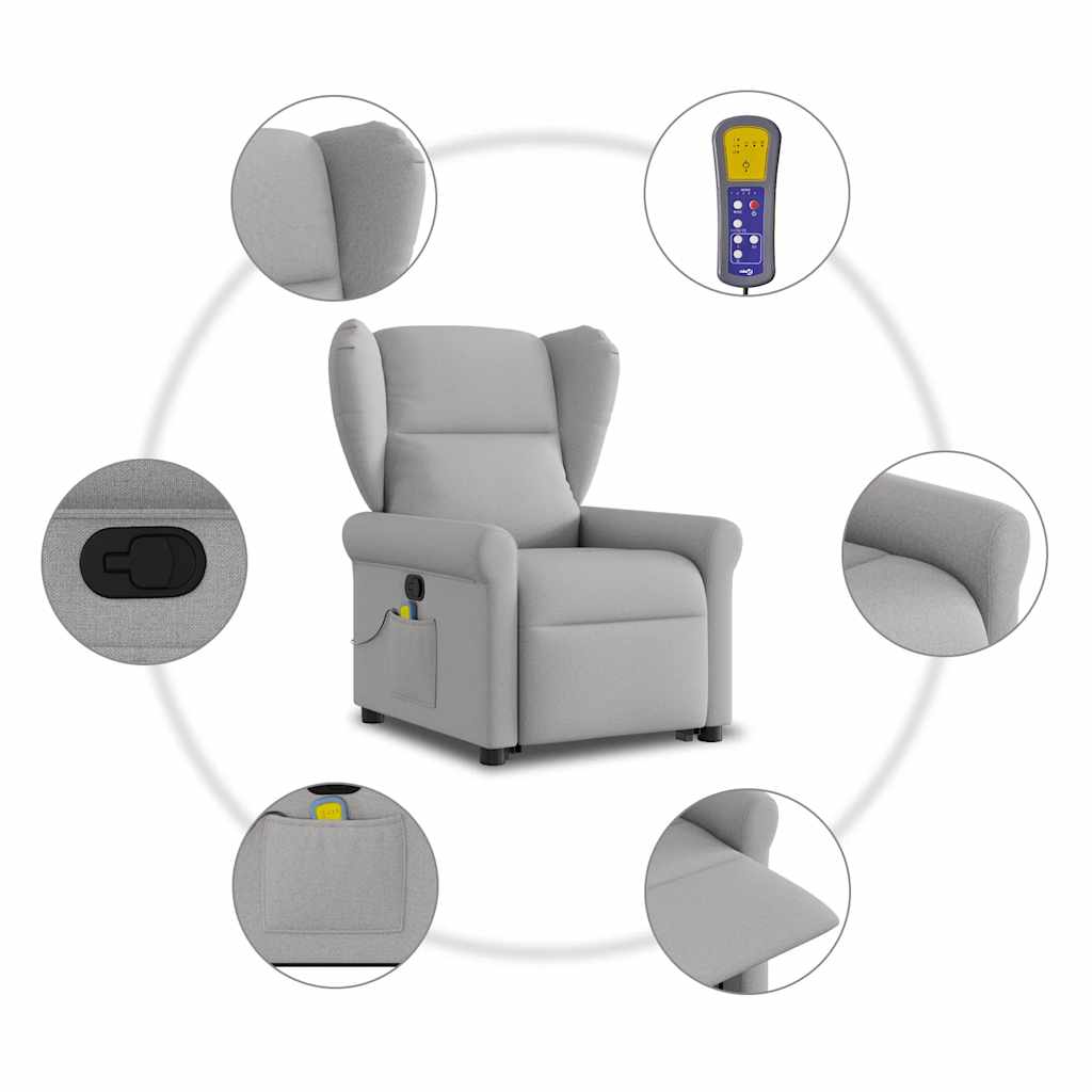 vidaXL Sillón de masaje reclinable de pie de tela gris nube