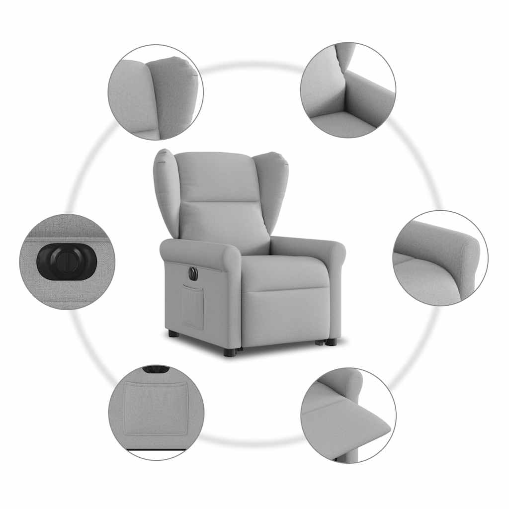 vidaXL Sillón eléctrico reclinable elevable de tela gris nube