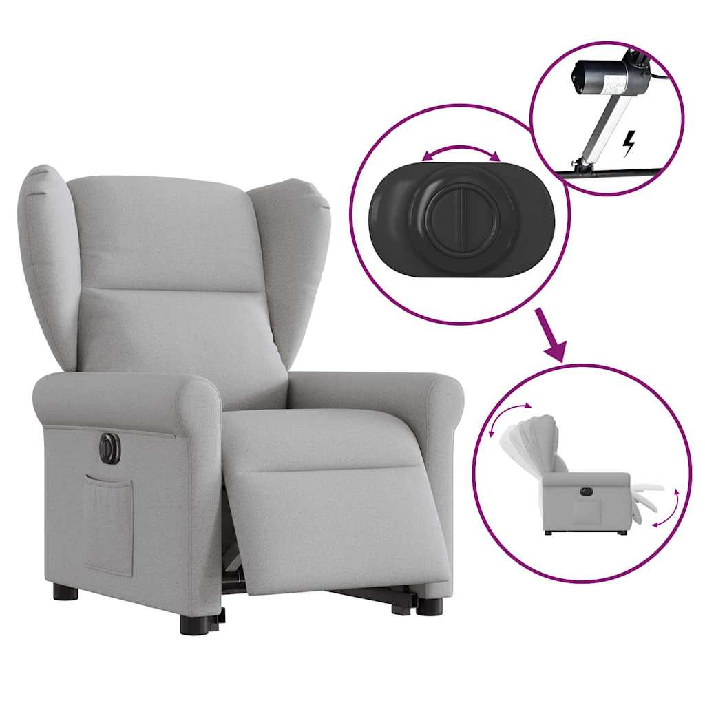 vidaXL Sillón eléctrico reclinable elevable de tela gris nube